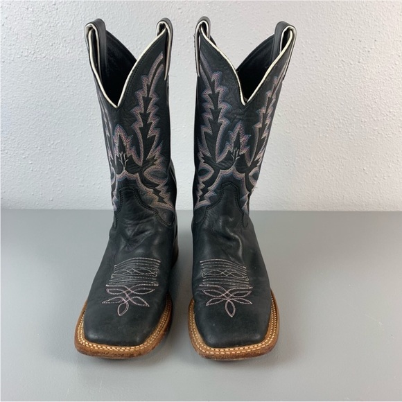 Justin BRL316 Bent Rail Black Burnished Calf Cowgirl Boots Womens 6.5 B USA Made - Picture 2 of 4